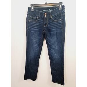 American Eagle Stretch Dark Wash Artist Low Rise Capri Length Jeans 0